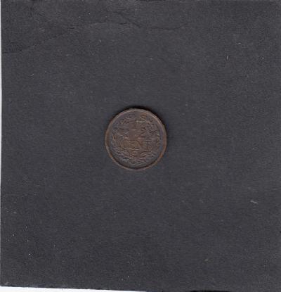 Beschrijving: 1/2 Cent WILHELMINA 